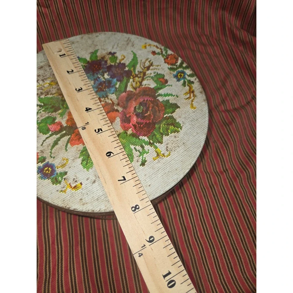 Vintage Metal Tin Lot Home Sweet Home Cross Stitch Chinoiserie Floral 3pc Set